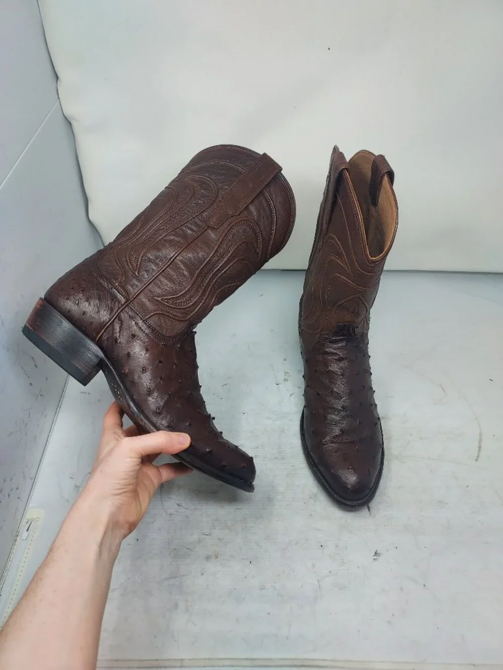 Tecovas MENS The Wyatt Brown Ostrich Cowboy Boot